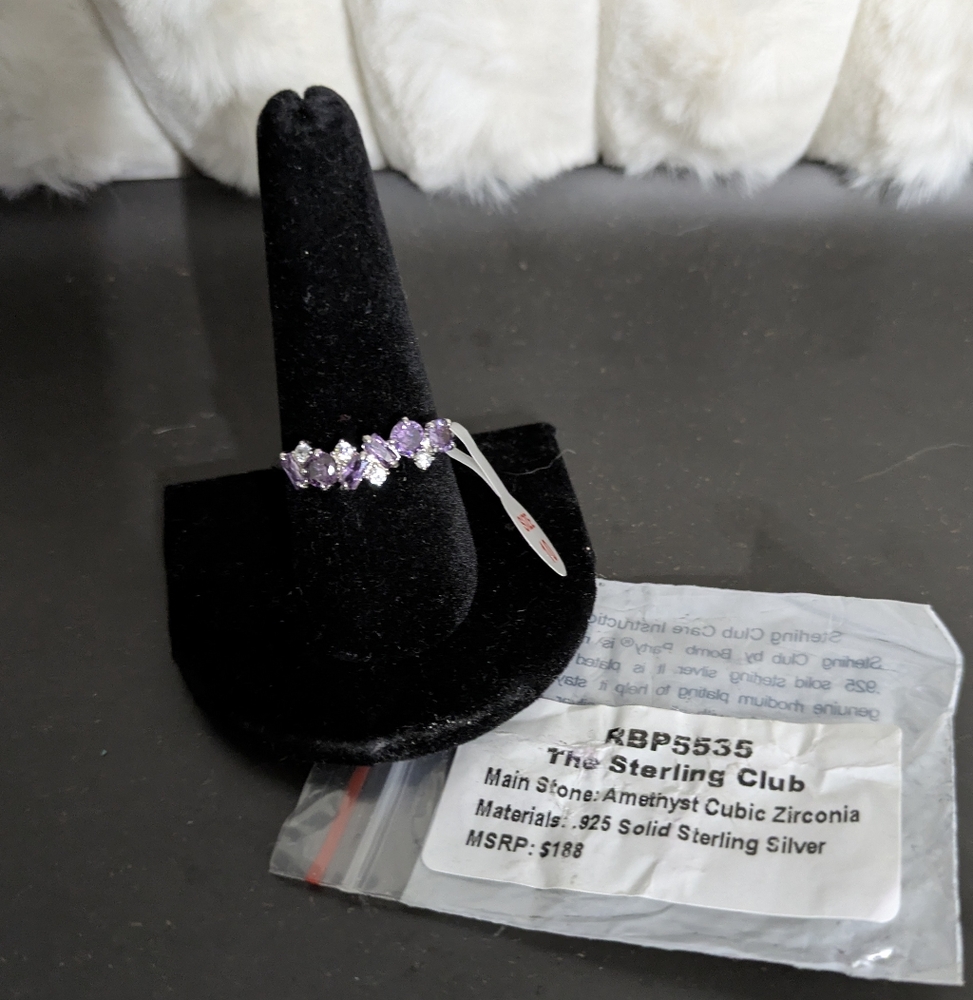 The Sterling Club Amethyst Cz Ring